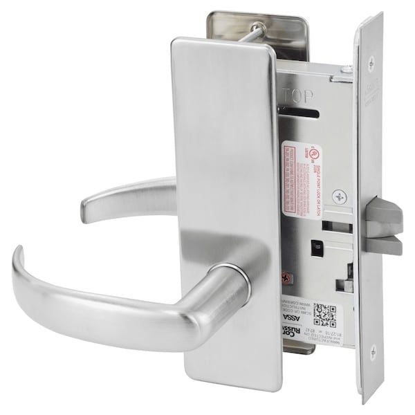 Passage or Closet Mortise Lock, PS Lever, M Escutcheon, Satin Stainless Steel